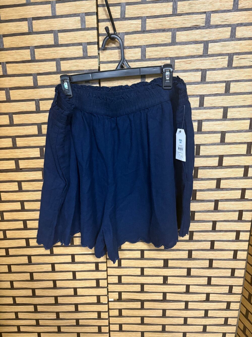 Time & Tru‎ Navy Scalloped Hem Linen Pull On Shorts Size 3X